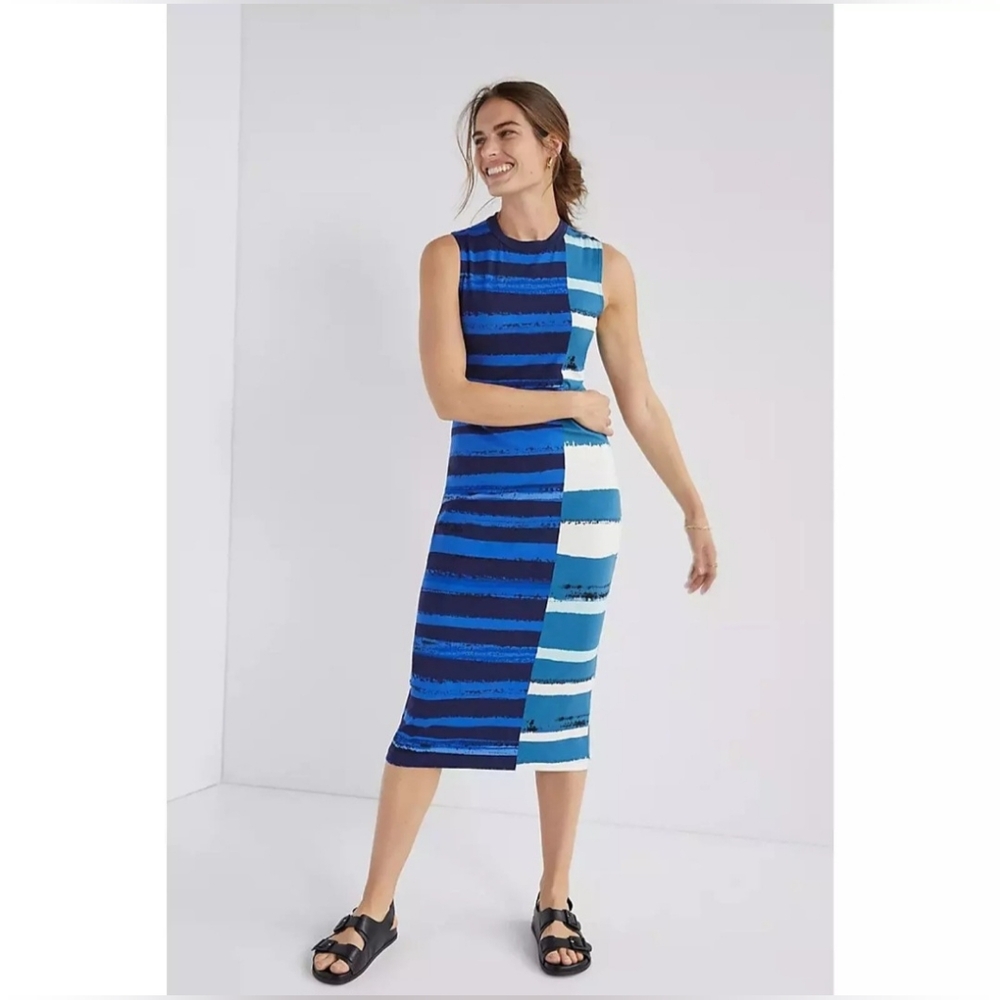 Anthropologie Corey Lynn Calter Striped Midi Tank Dress XL NWT Blue Colorblock